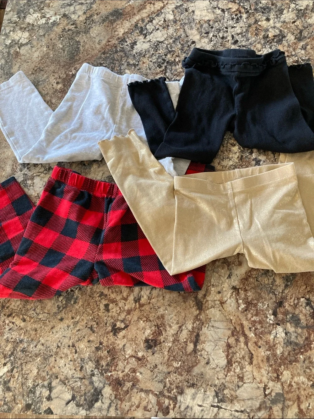 Girl pants Leggings 4-Pack – Black, Gold, Gray & Red Buffalo Plaid